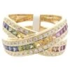 Unknown 18 Karat Yellow Gold Rainbow Sapphire And Diamond X Ring -Mode Bijouterie Magasin j 19550082 1686689080525 bg processed