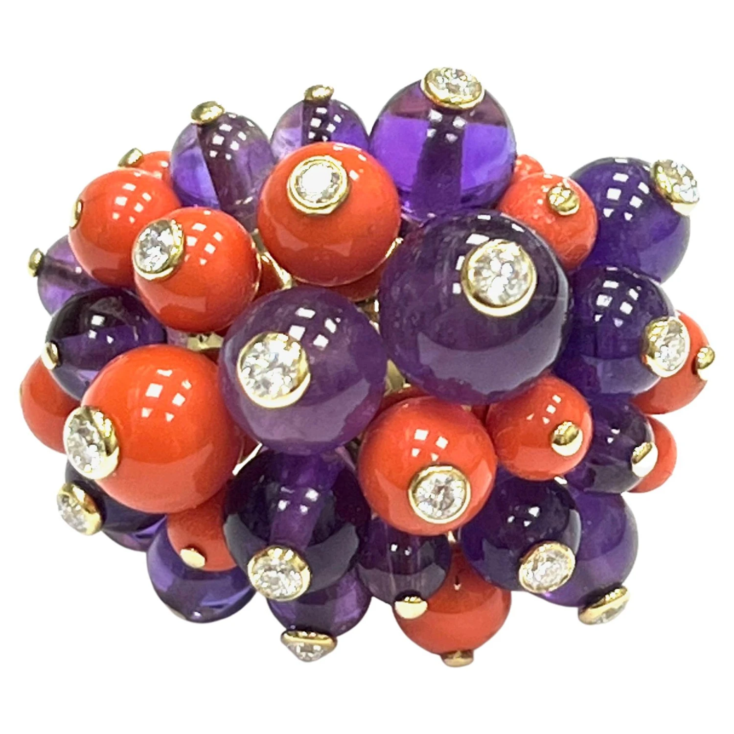 Cartier Pom Pom Coral Amethyst Ring 3 Cartier Pom Pom Coral Amethyst Ring