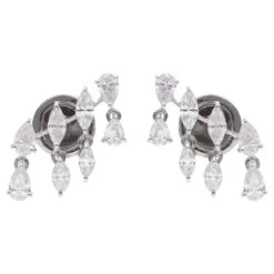 1.28 Carat Marquise & Pear Diamond Earrings 18 Karat White Gold Handmade Jewelry