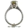 Silver And 18 Karat Yellow Gold 1.09 Carat Rustic Diamond Ring
