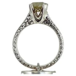Silver And 18 Karat Yellow Gold 1.09 Carat Rustic Diamond Ring