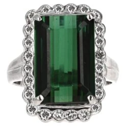 Unknown Platinum 10.45 Carat Tourmaline And Diamond Cocktail Ring