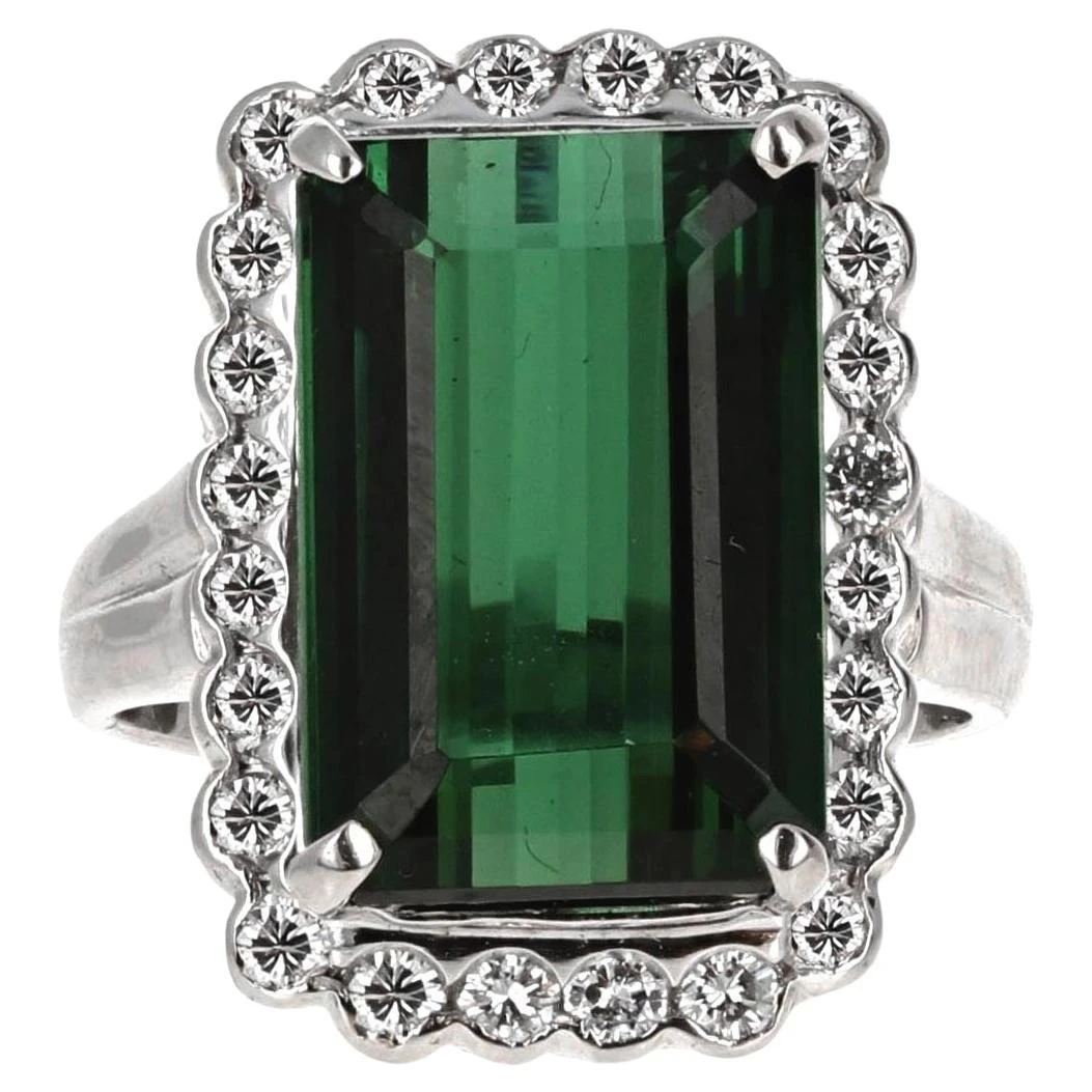 Unknown Platinum 10.45 Carat Tourmaline And Diamond Cocktail Ring 3 Unknown Platinum 10.45 Carat Tourmaline And Diamond Cocktail Ring