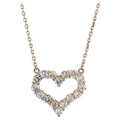 14k Yellow Gold 2.66 Carat Round-Cut Diamond Heart Pendant