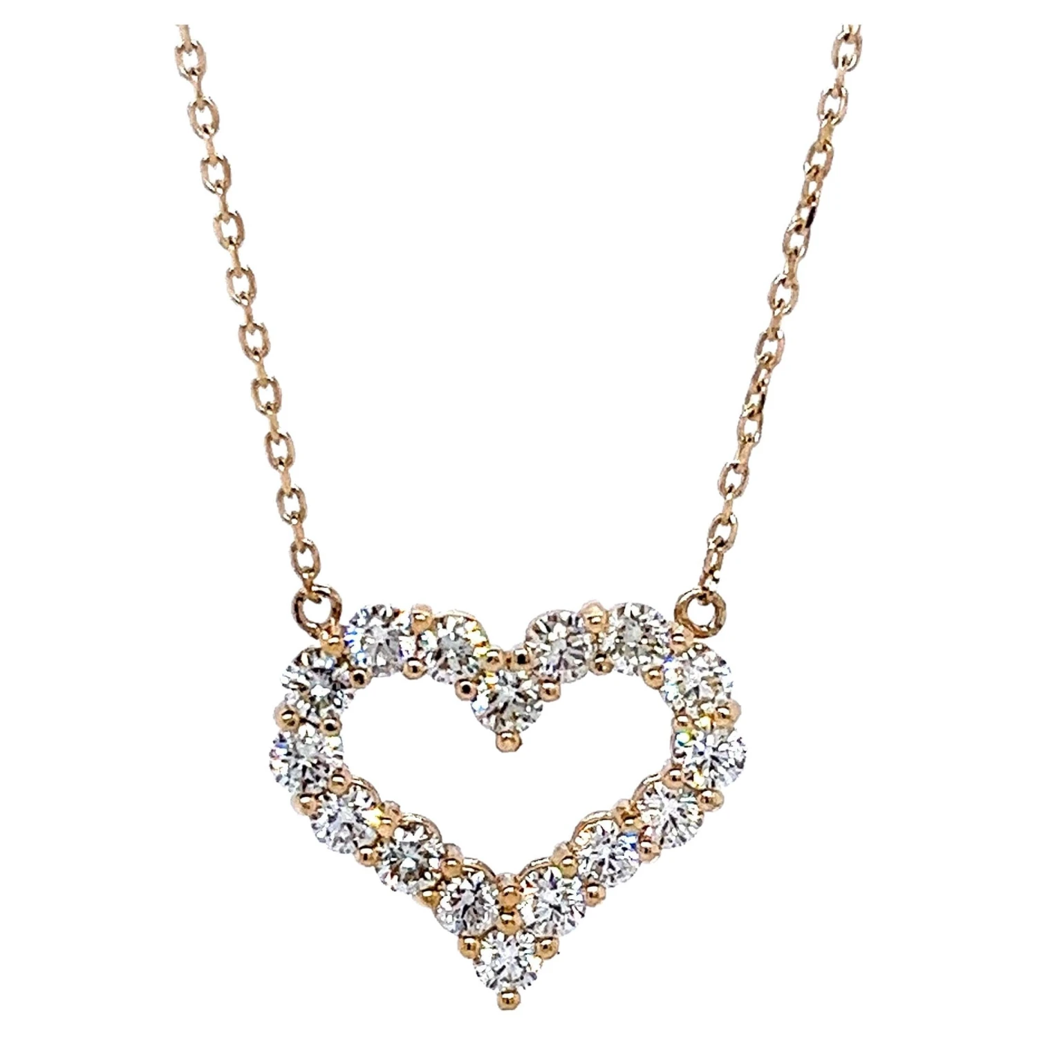 14k Yellow Gold 2.66 Carat Round-Cut Diamond Heart Pendant 3 14k Yellow Gold 2.66 Carat Round-Cut Diamond Heart Pendant