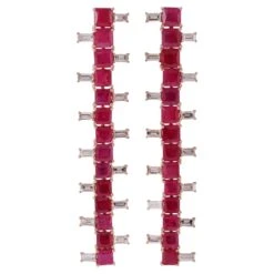 Burma Ruby And Diamond Earrings Studded In 18 Karat Rose & White Gold