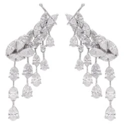6.72 Carat Oval Pear & Marquise Diamond Ear Cuff Earrings 18 Karat White Gold