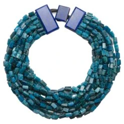 One-of-a-kind Necklace In Chrysolite & Lapis Lazuli From The Danish Brand Monies