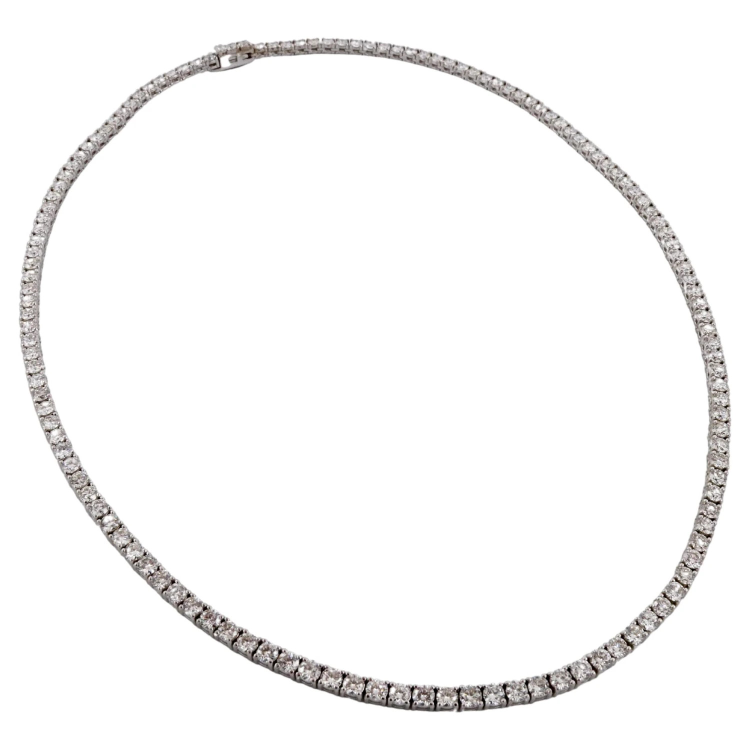 Unknown 14 Karat White Gold 11.22 Carat Natural Round Diamond Tennis Necklace 5 Unknown 14 Karat White Gold 11.22 Carat Natural Round Diamond Tennis Necklace – Image 3