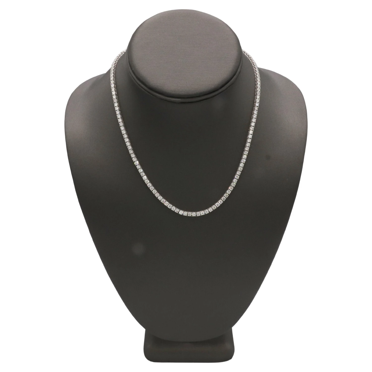 Unknown 14 Karat White Gold 11.22 Carat Natural Round Diamond Tennis Necklace 4 Unknown 14 Karat White Gold 11.22 Carat Natural Round Diamond Tennis Necklace – Image 2