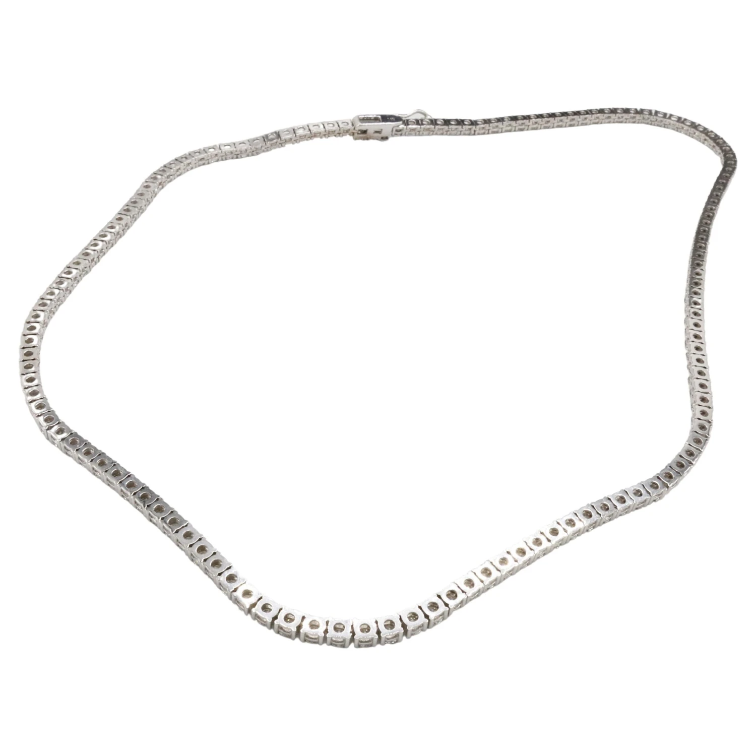 Unknown 14 Karat White Gold 11.22 Carat Natural Round Diamond Tennis Necklace 7 Unknown 14 Karat White Gold 11.22 Carat Natural Round Diamond Tennis Necklace – Image 5