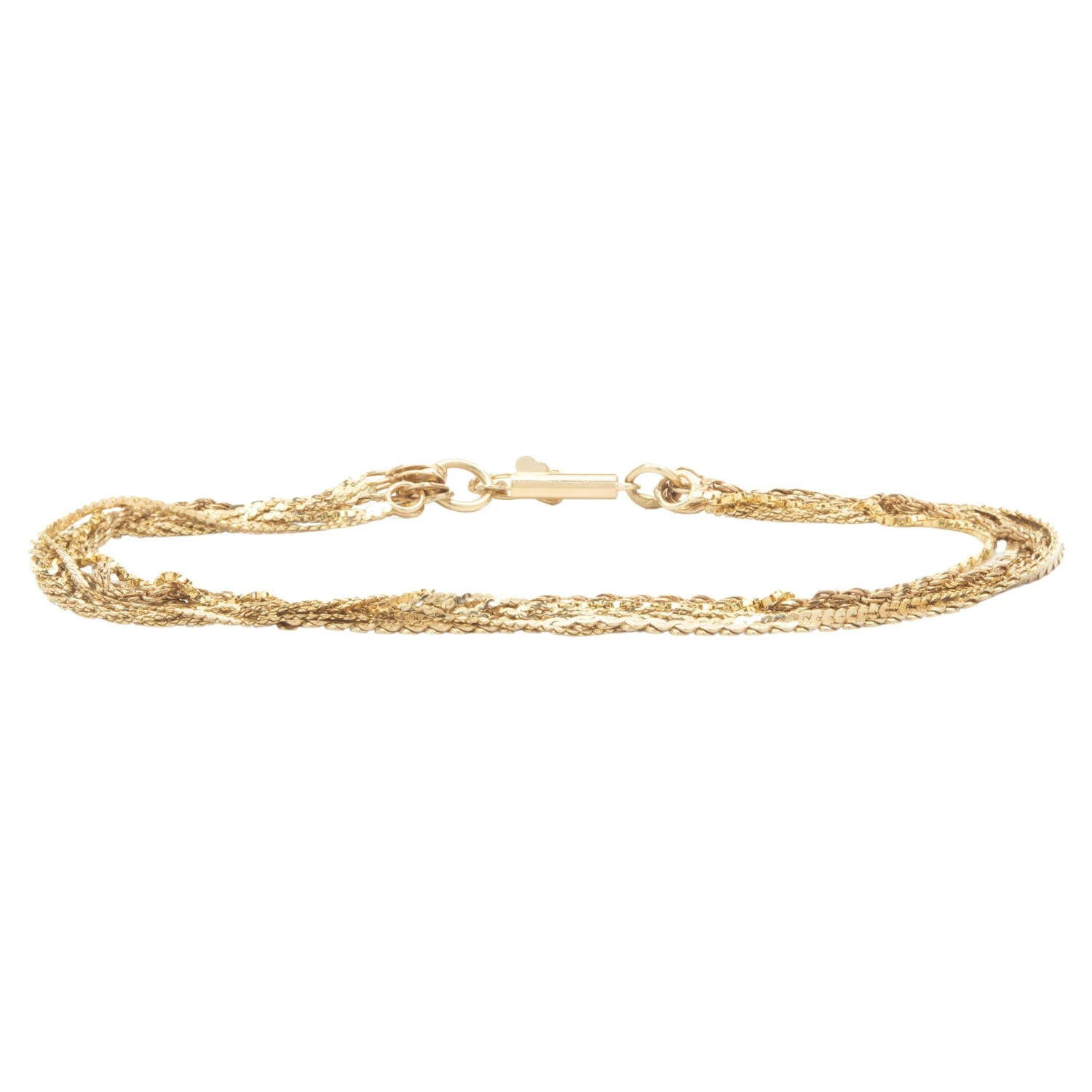 Unknown 14 Karat Yellow Gold Five Row Bracelet 3 Unknown 14 Karat Yellow Gold Five Row Bracelet