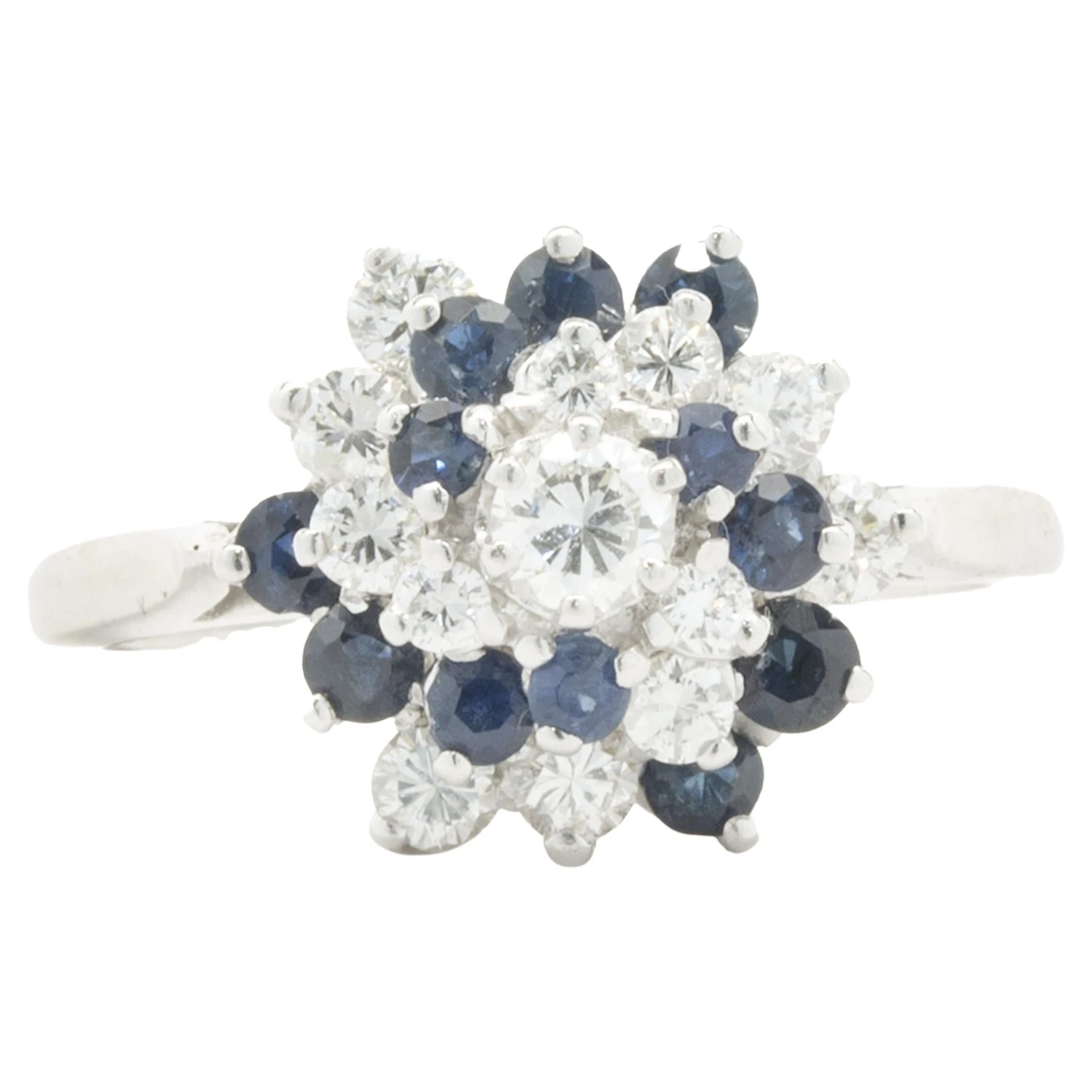 Unknown 14 Karat White Gold Sapphire And Diamond Spiral Cocktail Ring 3 Unknown 14 Karat White Gold Sapphire And Diamond Spiral Cocktail Ring