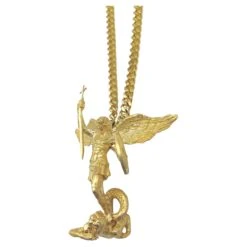 14 Kt Gold Necklace Saint Michael The Archangel