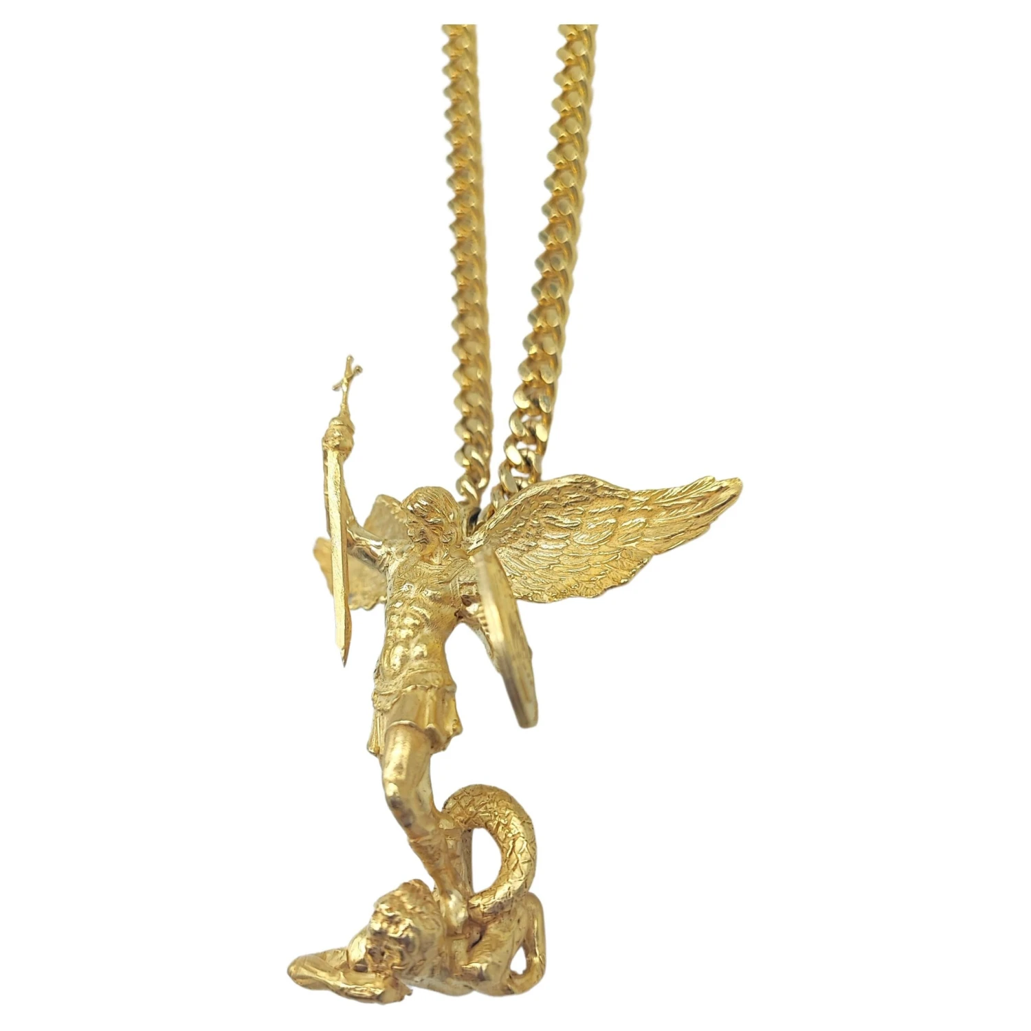 14 Kt Gold Necklace Saint Michael The Archangel 3 14 Kt Gold Necklace Saint Michael The Archangel