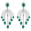 Unknown Emerald Dangle Earrings With Diamond In 18k Gold
