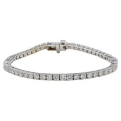 Unknown 14 Karat White Gold 4.77 Carat Round Natural Diamond Tennis Line Bracelet
