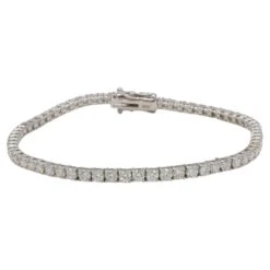 Unknown 14 Karat White Gold 4.22 Carat Natural Round Diamond Tennis Line Bracelet