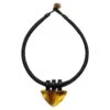 One-of-a-kind Necklace In Amber And Leather From The Danish Brand