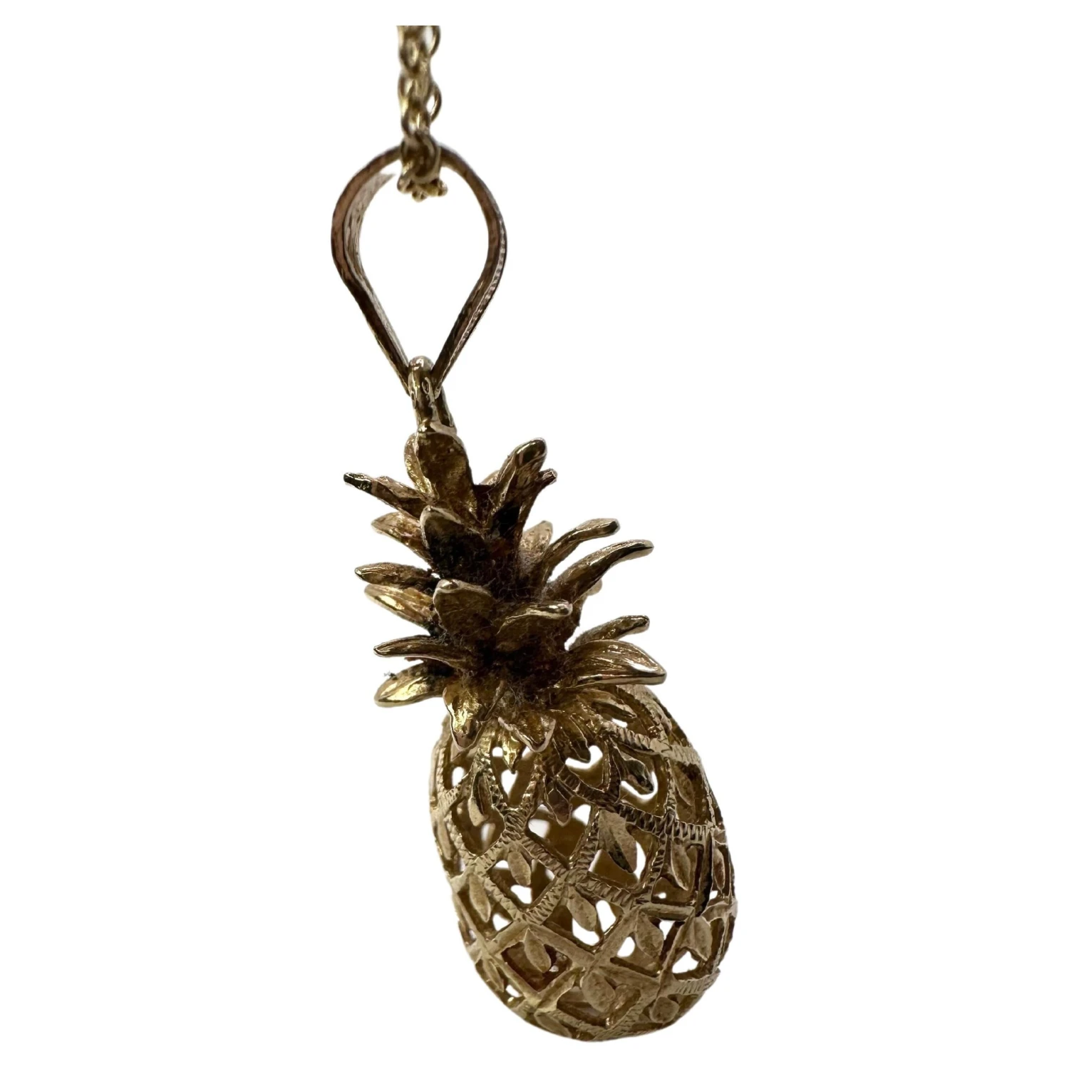 Unknown Pineapple Pendant Necklace 14 Karat Yellow Gold Necklace Ananas Pendant 3 Unknown Pineapple Pendant Necklace 14 Karat Yellow Gold Necklace Ananas Pendant