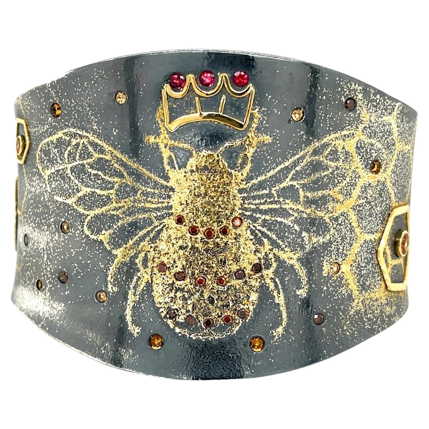 "Bee Strong" Cuff Bracelet With Oxidized Sterling Silver And 24Karat Gold Dust 3 "Bee Strong" Cuff Bracelet With Oxidized Sterling Silver And 24Karat Gold Dust