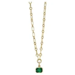 Handcrafted Leah Cut Emerald Drop Necklace By Single Stone