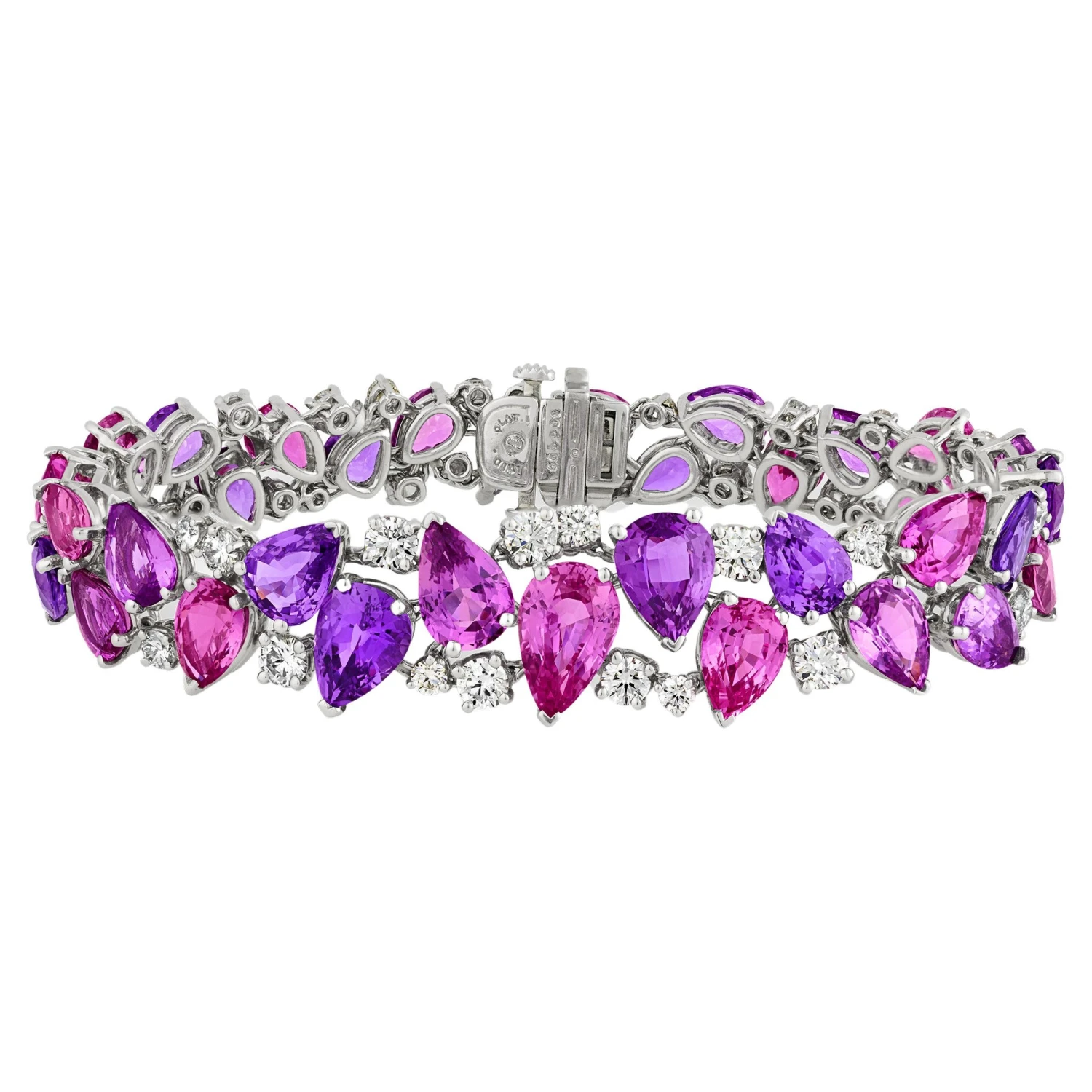 Oscar Heyman Pink And Purple Sapphire Bracelet, 42.25 Carats 3 Oscar Heyman Pink And Purple Sapphire Bracelet, 42.25 Carats