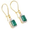 Unknown Emerald Dangle Earrings With Diamond In 14k Gold