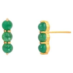 Unknown Emerald Stud Earrings In 14k Gold