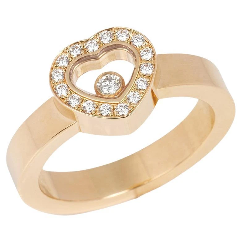 Chopard Diamond Set 18 Carat Yellow Gold Heart Design Happy Diamonds Ring 3 Chopard Diamond Set 18 Carat Yellow Gold Heart Design Happy Diamonds Ring