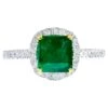 Unknown Natural 1 Carat Emerald Ring Diamond Halo 18k Gold