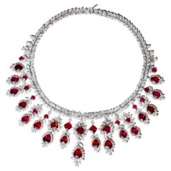 Unknown Very Fine Ruby Necklace Set With Diamonds 115 Carats Total 18K Gold