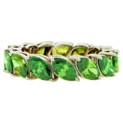 Unknown Vivid Green Diamond Eternity Ring 5 Carats Total 18K Gold