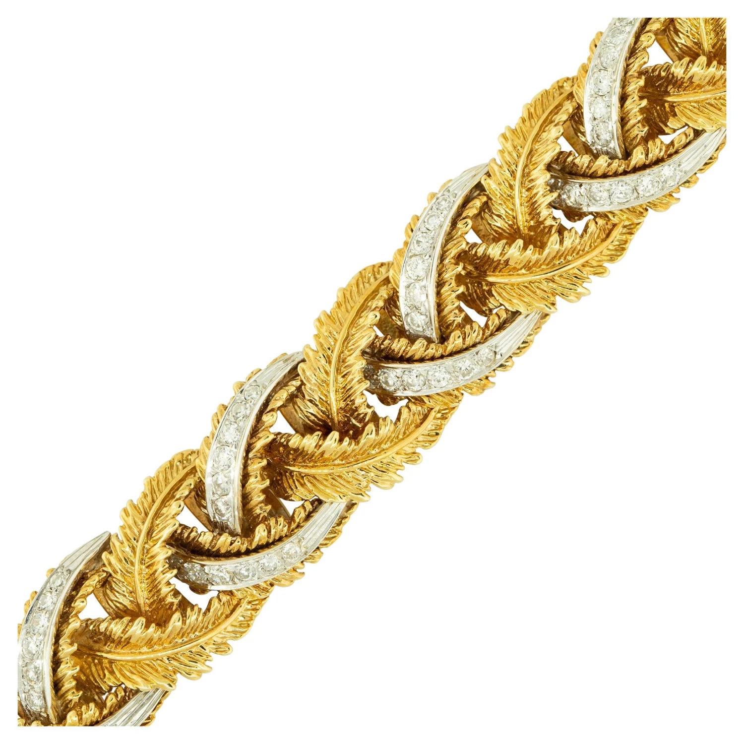 Unknown 2.0 Carat Diamond And Feather Link Design Bracelet 18 Karat In Stock 3 Unknown 2.0 Carat Diamond And Feather Link Design Bracelet 18 Karat In Stock