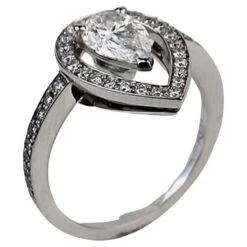 Fred Of Paris Platinum GIA Pear Diamond Ring