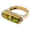 Syna Yellow Gold Geometrix Peridot And Diamond Ring