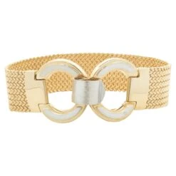 Unknown 14 Karat Yellow Gold Mesh Bracelet With Buckle Clasp