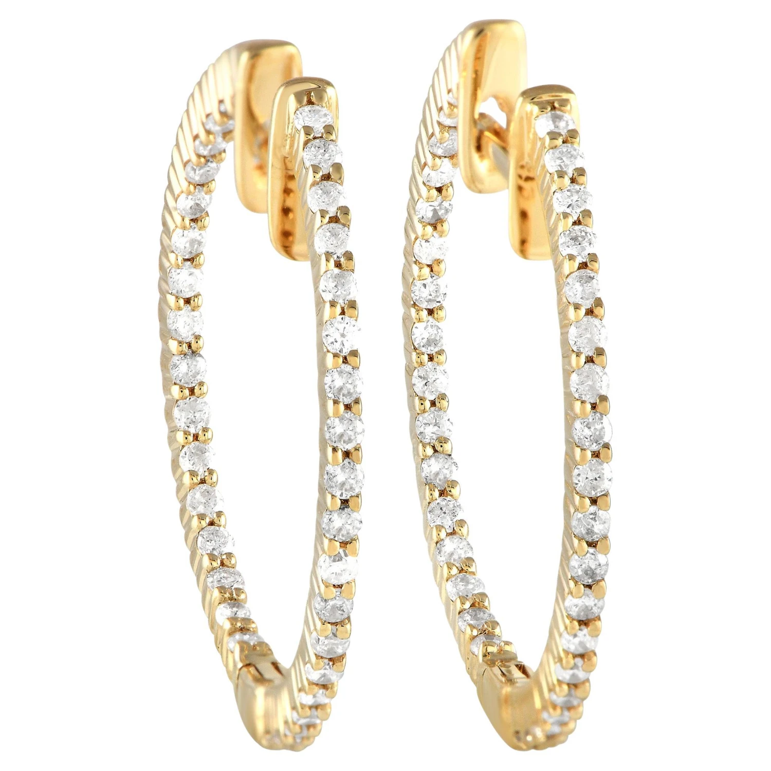 Lb Exclusive 14k Yellow Gold 0.55 Carat Diamond Inside-Out Hoop Earrings 3 Lb Exclusive 14k Yellow Gold 0.55 Carat Diamond Inside-Out Hoop Earrings