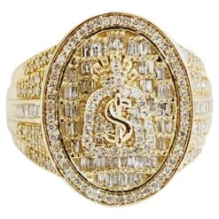 0.81 Carat Natural Diamond 14 Karat Yellow Gold Money Bag Ring