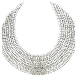 Diamond Bib Extra Large Cluster Necklace 265 Carats 18 Karat White Gold