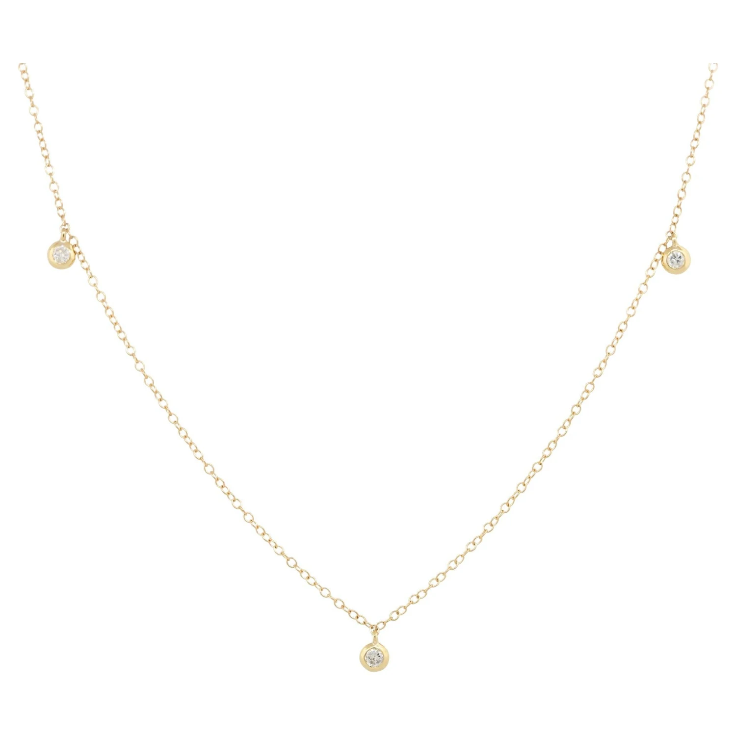Unknown 0.23 Carat Round Brilliant Cut Diamond Station Necklace 14 Karat In Stock 3 Unknown 0.23 Carat Round Brilliant Cut Diamond Station Necklace 14 Karat In Stock