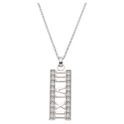 Tiffany & Co. Atlas 18k White Gold Diamond Open Bar Pendant Necklace