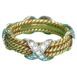 Tiffany & Co. Tiffany & Co Platinum & 18k Yellow Gold Diamond X Ring