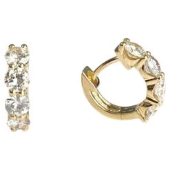 14 Karat Yellow Gold Diamond Hoop Earrings 2.02 Carat