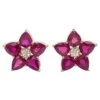 Unknown Ruby With Diamond Earrings Set In 18k Rose Gold Settings