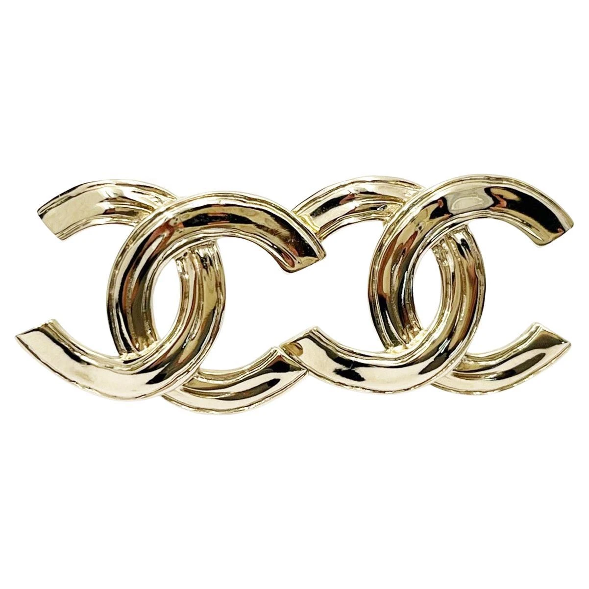 Chanel Brand New Light Gold Textured CC Large Piercing Earrings 3 Chanel Brand New Light Gold Textured CC Large Piercing Earrings