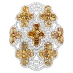 Igi Certified Fancy Color Diamond 18k Gold Cocktail Ring