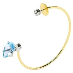 Hoop Mono Earring With Blue Sky Topaz Removable, 18k