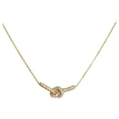 Unknown Love Knot Diamond Necklace, 14k Yellow Gold