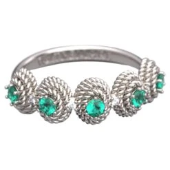 Emerald And Diamond Ring Made In Italy In 14k Gold By Oltremare Gioielli